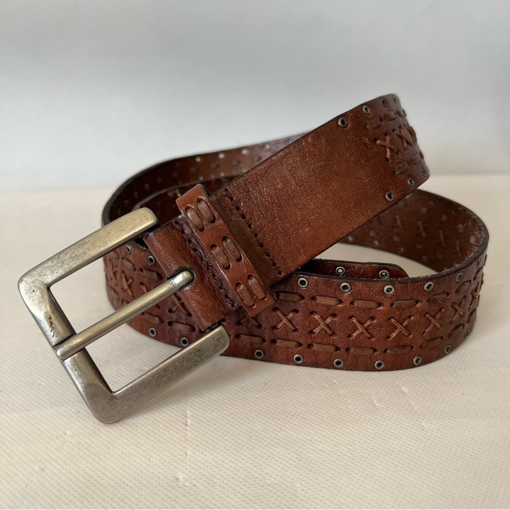 Fossil Brown Woven Leather Belt